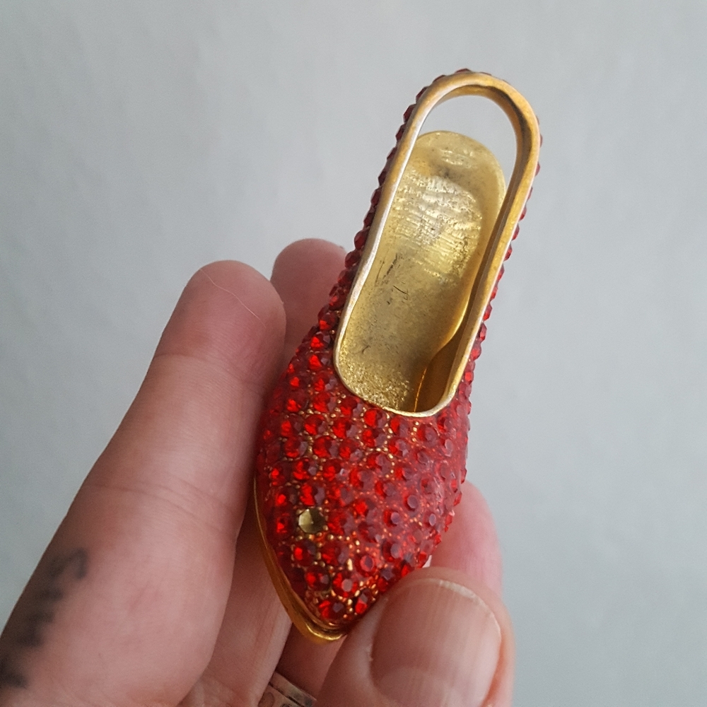 🌙Red Rhinestone Pave Crystal High Heel Miniature Shoe - Picture 4 of 10